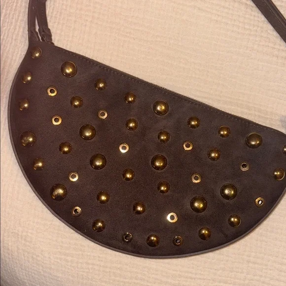 ZARA Studded Brown Shoulder Bag - Picture 3 of 5